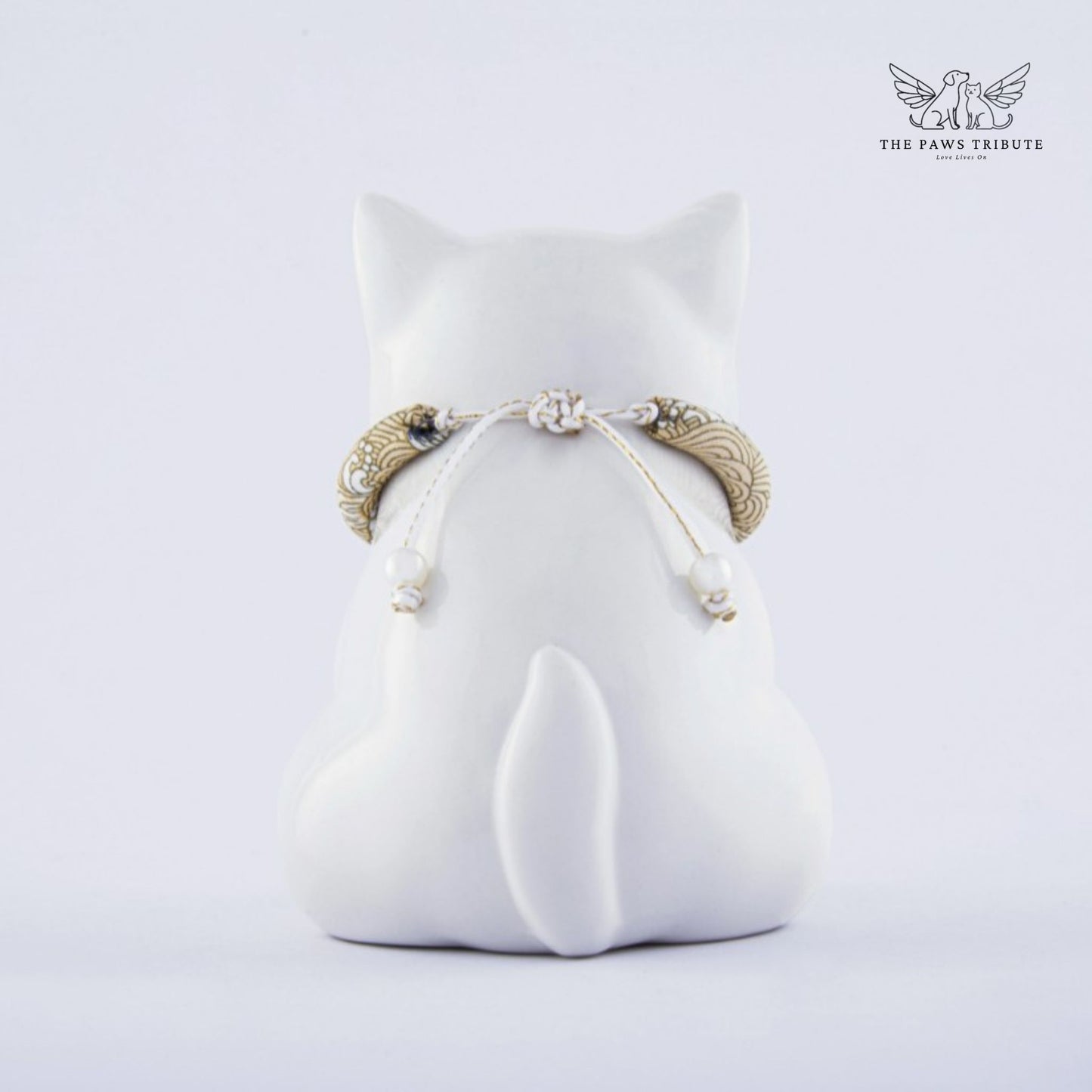 White Ceramic Cat Urn