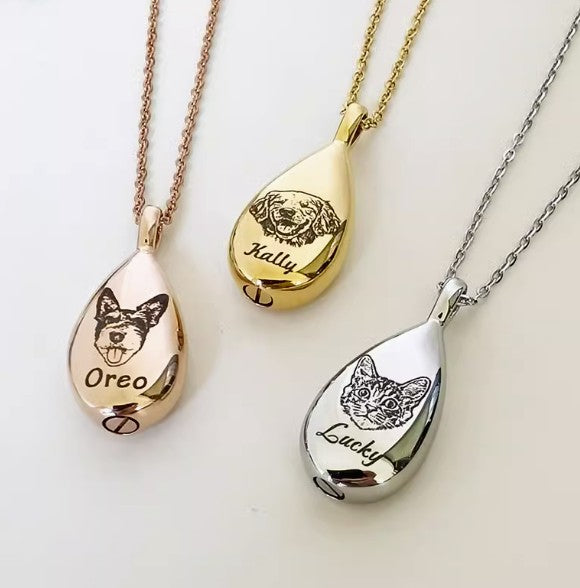 Custom Pet Portrait Ashes Necklace